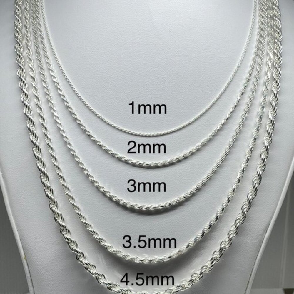 925 SILVER ROPE CHAIN 3MM WIDE 20" inches